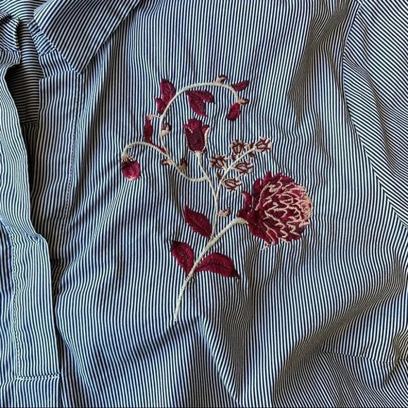 Jasmine & Juliana Striped Bell Sleeve Embroidered  Top - Picture 10 of 16